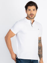Mens Solid Mandarin Collar T-Shirt